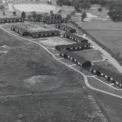 Aerial view of Bay Apartments, first student housing