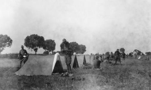 Soldiers of the US Army's 15th Infantry Regiment have set up their tents at the base.