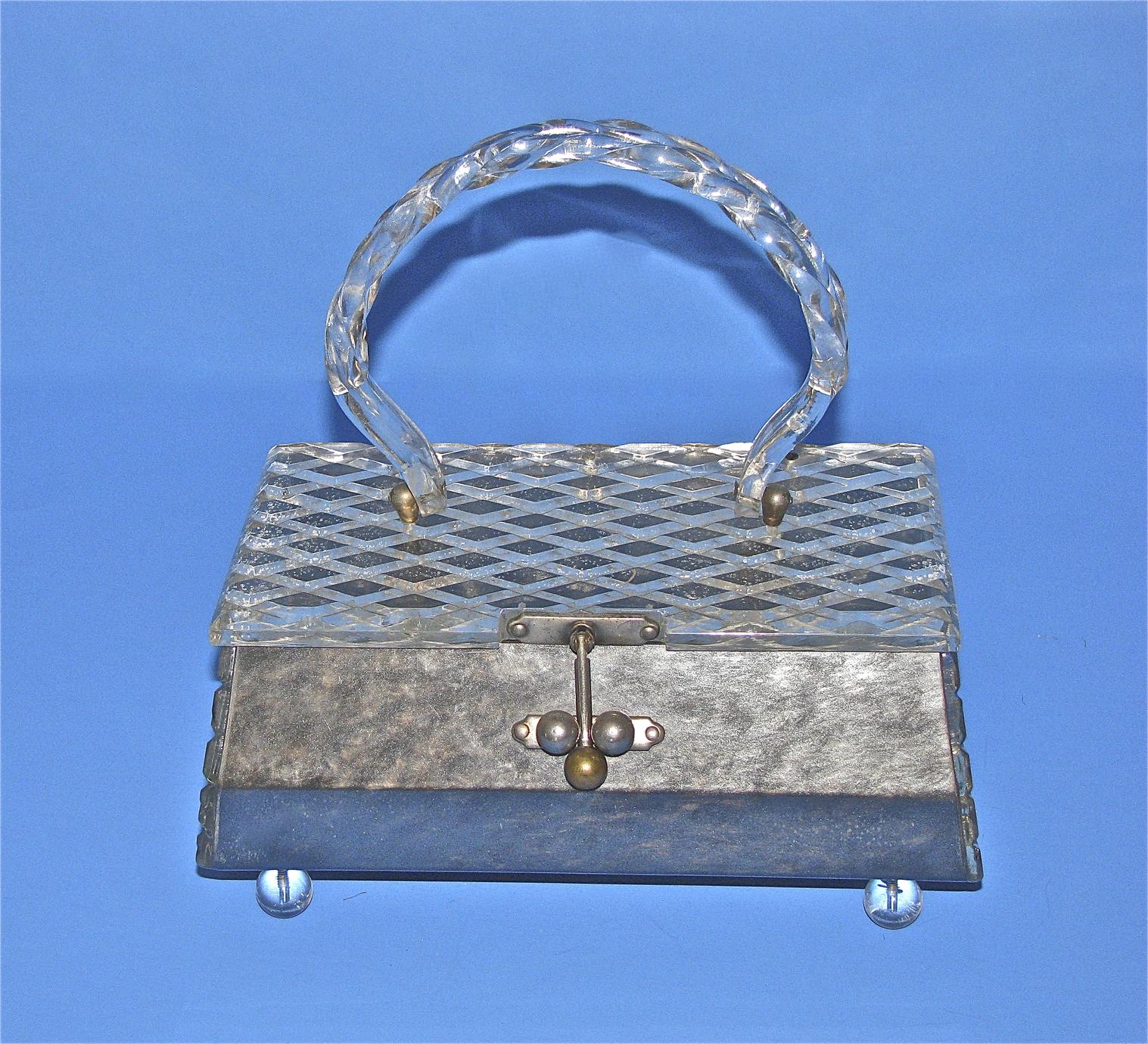 Vintage Lucite and Metal Basket Handbag - Etsy