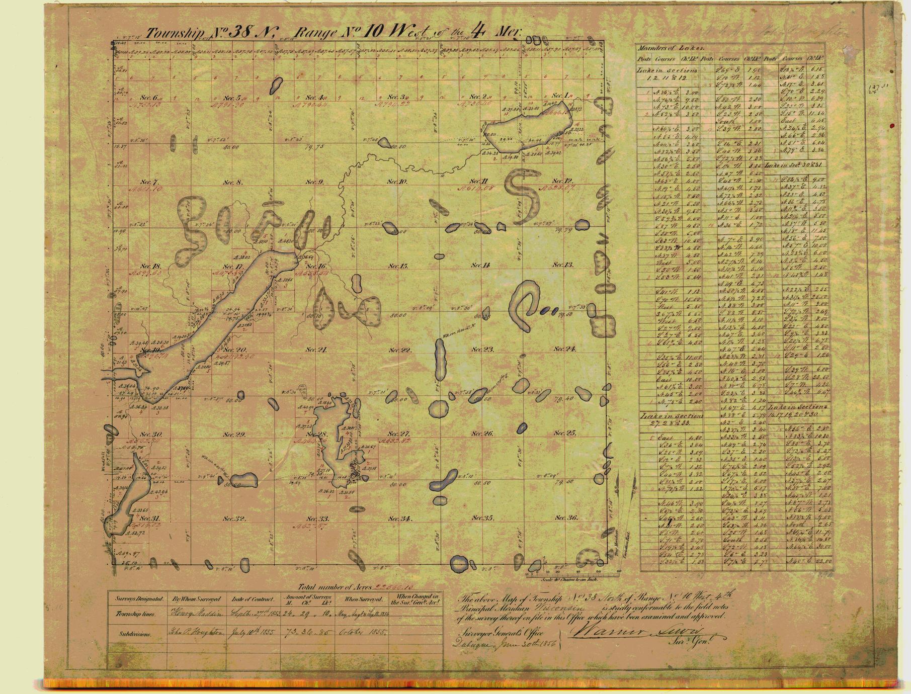 [Public Land Survey System map: Wisconsin Township 38 North, Range 10 West]