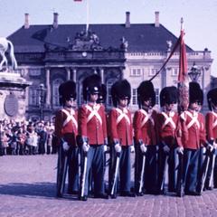 Royal Life Guards in front of the Amalienborg Palace