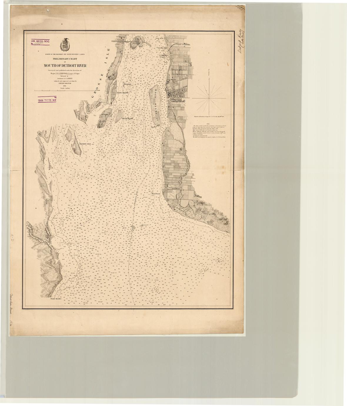Preliminary chart of mouth of Detroit River