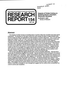 Impacts of timber cutting on breeding birds in southern Wisconsin woodlots