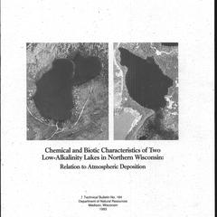 Chemical and biotic characteristics of two low-alkalinity lakes in northern Wisconsin : relation to atmospheric deposition