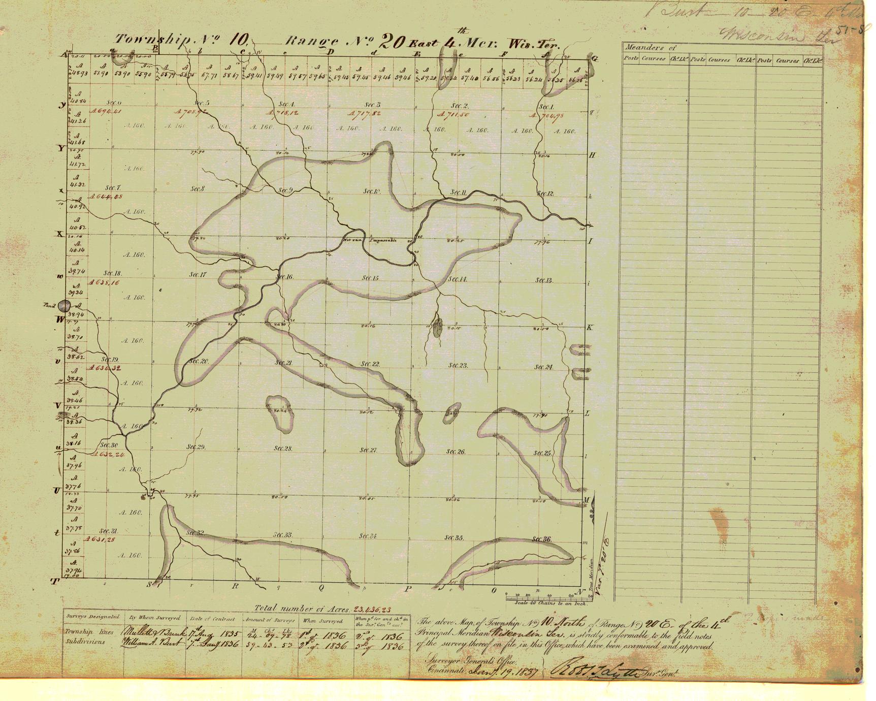 [Public Land Survey System map: Wisconsin Township 10 North, Range 20 East]