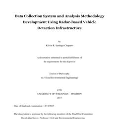 Data Collection System and Analysis Methodology Development Using Radar-Based Vehicle Detection Infrastructure