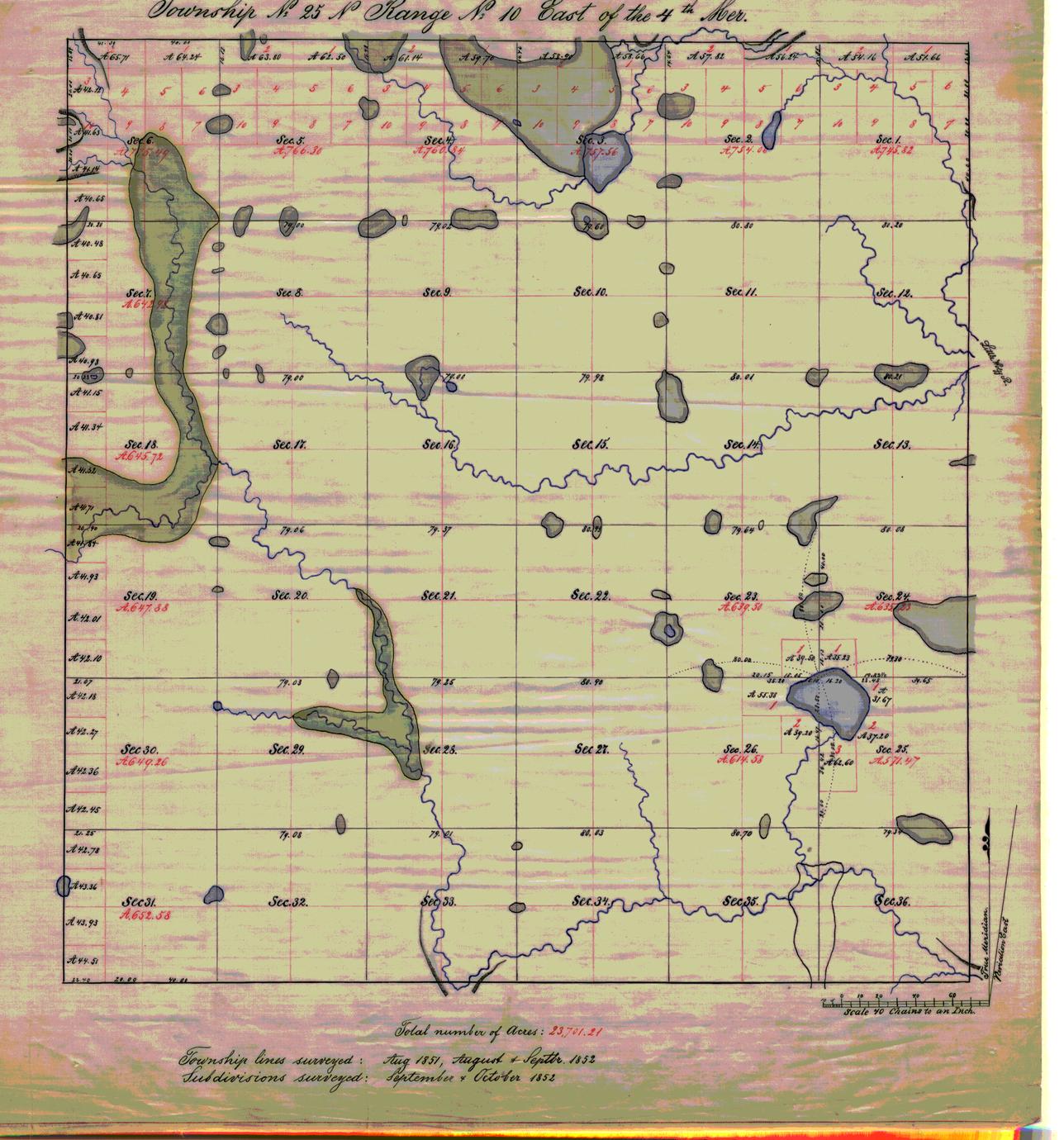 [Public Land Survey System map: Wisconsin Township 25 North, Range 10 East]