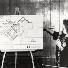 Nancy Aumann explaining building expansion and remodeling, University of Wisconsin--Marshfield/Wood County, May 15, 1994