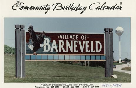 Village of Barneveld welcome sign