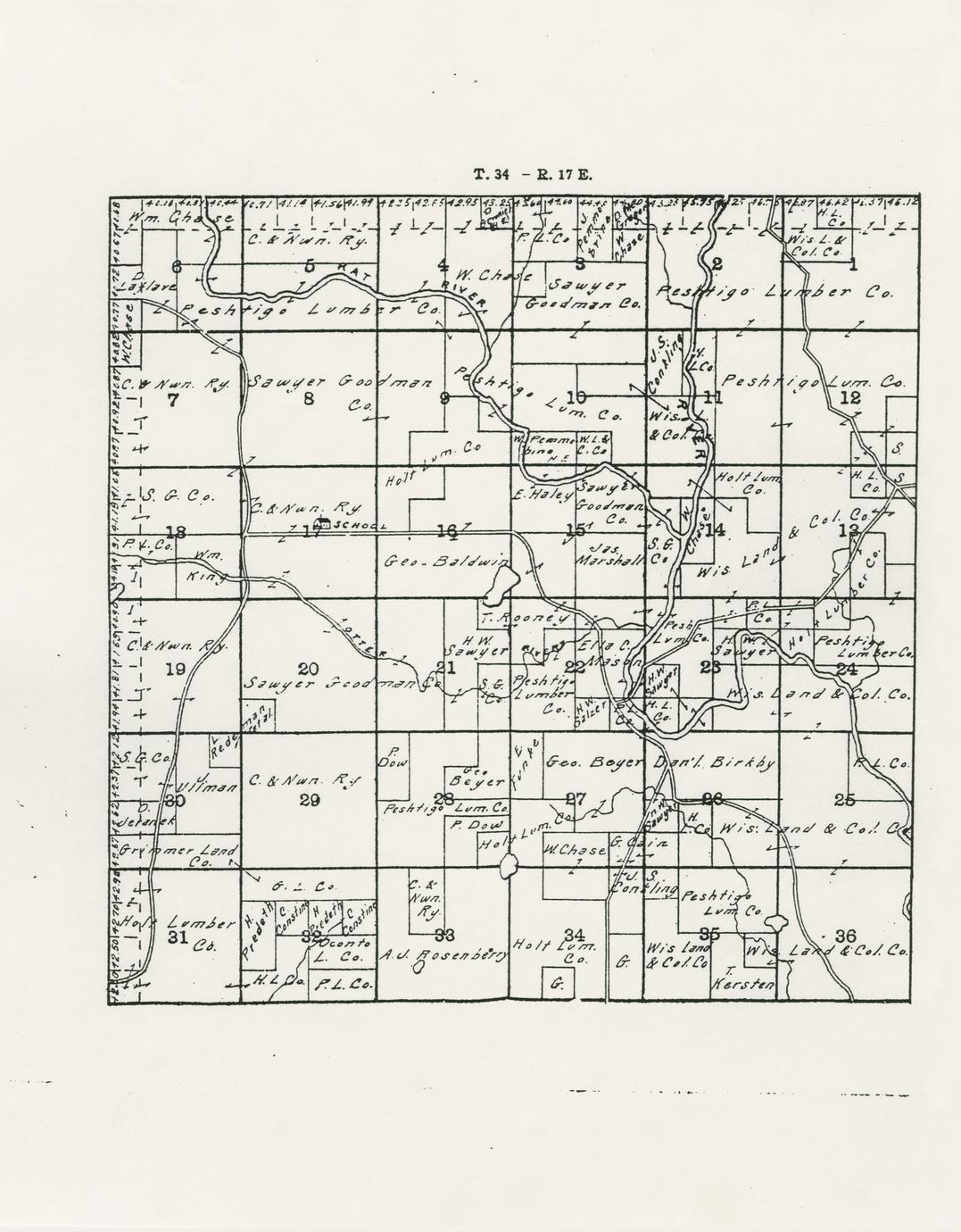 Sectional map of County showing ownership of lands, location
