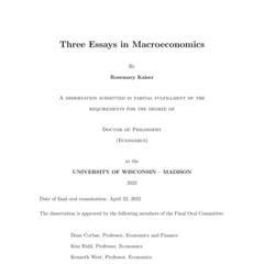 Three Essays in Macroeconomics