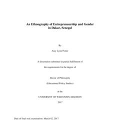An Ethnography of Entrepreneurship and Gender in Dakar, Senegal