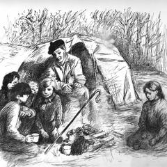 Family of Travellers camped by the roadside