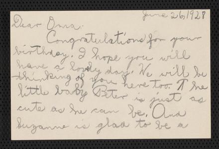 [Letter from Constance to her grandmother, Franziska Sternberger, June 26, 1928]
