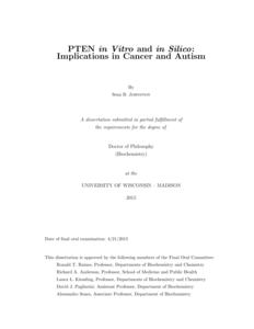 PTEN in Vitro and in Silico: Implications in Cancer and Autism