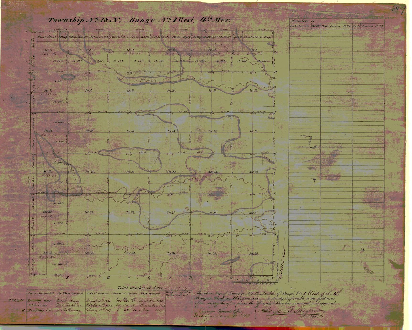 [Public Land Survey System map: Wisconsin Township 18 North, Range 01 West]
