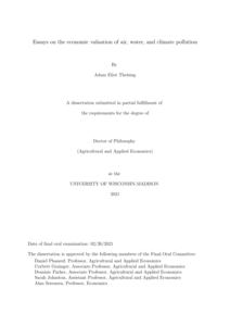 Essays on the economic valuation of air, water, and climate pollution