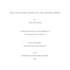 Essays on the economic valuation of air, water, and climate pollution