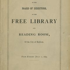 Annual report of the Board of Directors of the Free Library and Reading Room of the City of Madison