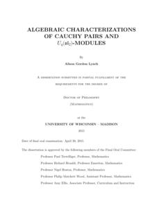 Algebraic Characterizations of Cauchy Pairs and Uq(sl2)-Modules