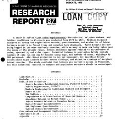 Status report on Wisconsin bobcats, 1975