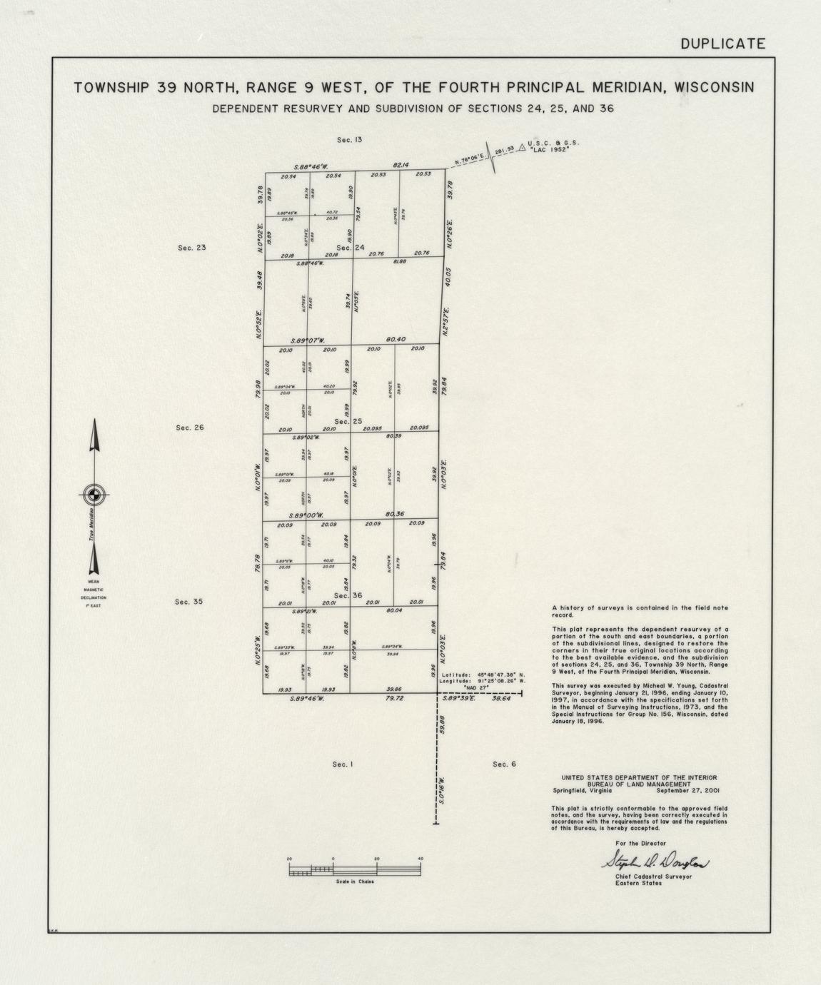 [Public Land Survey System map: Wisconsin Township 39 North, Range 09 West]