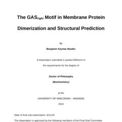 The GASright Motif in Membrane Protein Dimerization and Structural Prediction