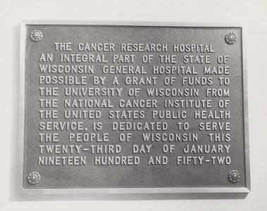Cancer Research Hospital plaque
