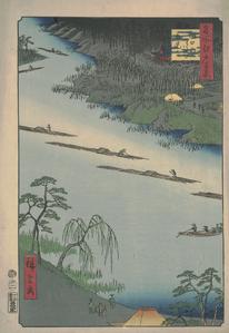 Zenkoji and the Ferry at Kawaguchi, no. 20 from the series One-hundred Views of Famous Places in Edo
