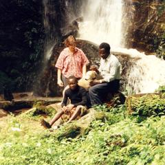 Trager and Folarin at waterfall