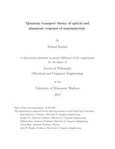 Quantum transport theory of optical and plasmonic response of nanomaterials