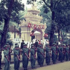 Pathet Lao honor guard soldiers at a ceremony