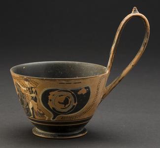 Dipping Cup (Kyathos) with Dionysus and a Satyr