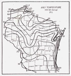 July temperature, Wisconsin, 1931-60
