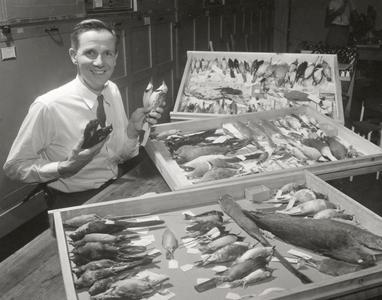 John T. Emlen with specimens