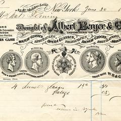 Bill from Albert Berger & Co. to Nathaniel Dominy VII, 1880
