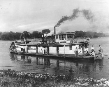 Side view of the Marion with crew on deck