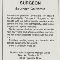 Bone & Joint Surgeons Medical Group advertisement