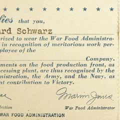 War Food Administration A Award pin