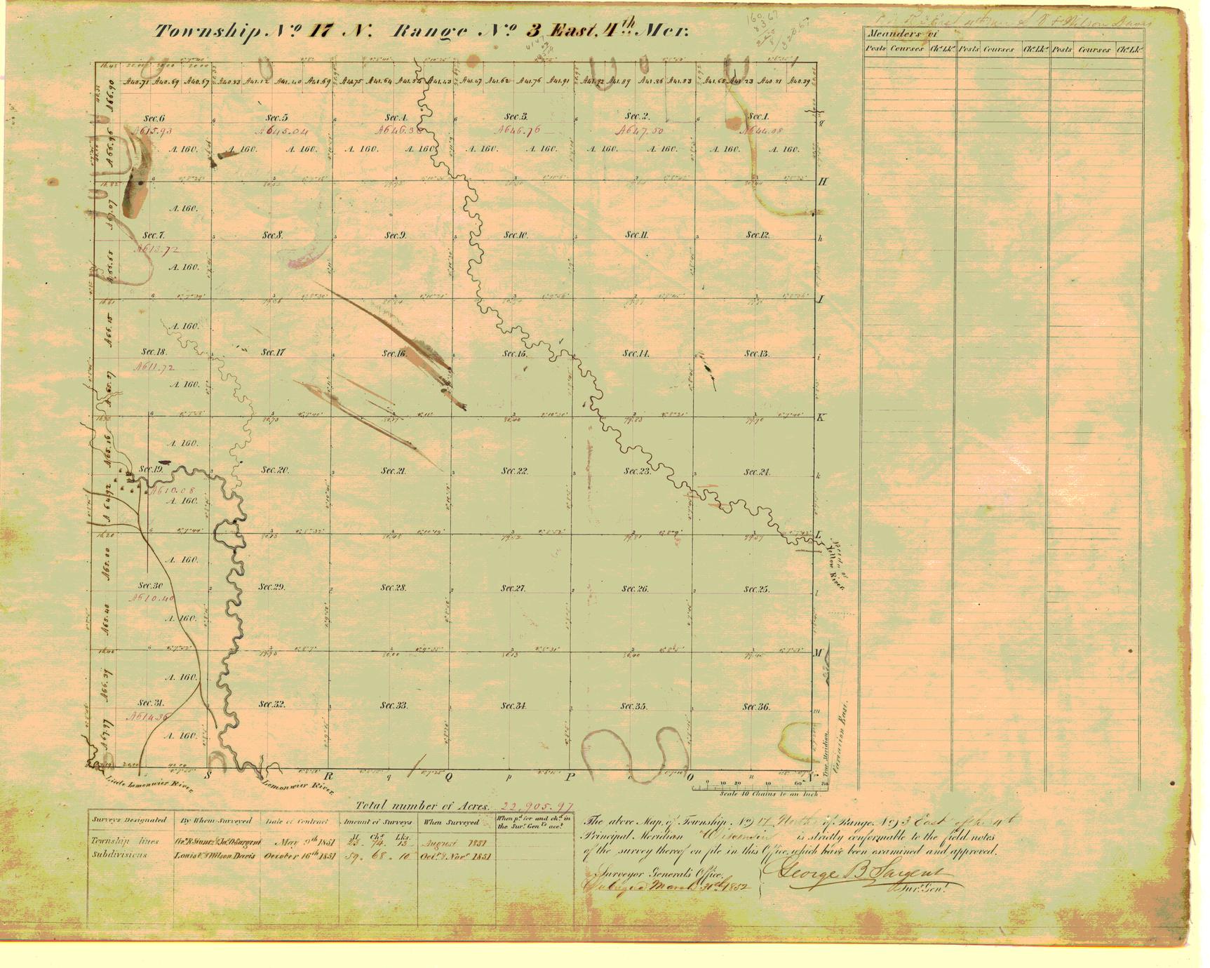 [Public Land Survey System map: Wisconsin Township 17 North, Range 03 East]