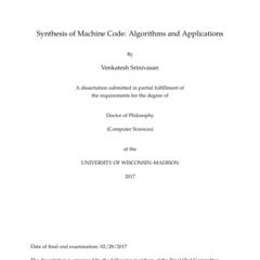 Synthesis of Machine Code: Algorithms and Applications