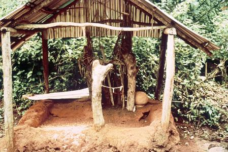 Juju Shrine with Items Such as Rice and Chicken Feathers