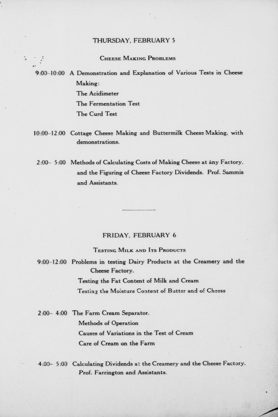 The special course for creamery and cheese factory operators and