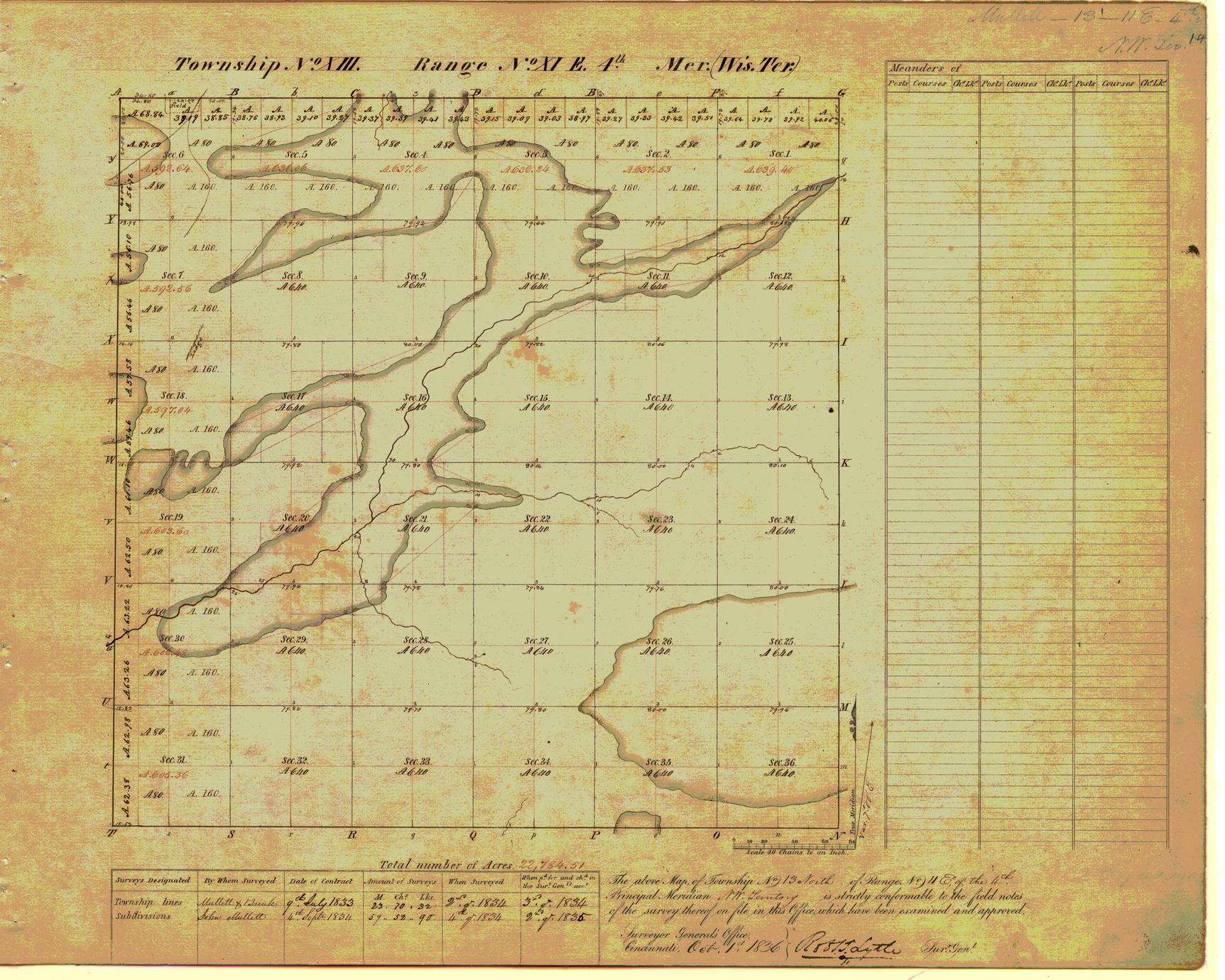 [Public Land Survey System map: Wisconsin Township 13 North, Range 11 East]