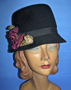 Black cloche-style hat