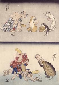 Dogs and Emergency : Ill Man; Shojo and Turtle Stealing Sake from an Errand Boy