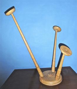 Wood stand for three hats