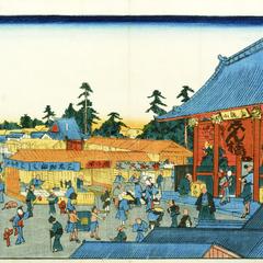 The Kaminarimon at the Kanseon Temple in Asakusa, from the series Famous Places in Edo