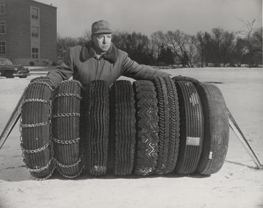 Archie Easton with tires