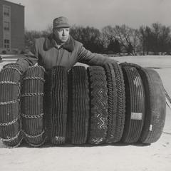 Archie Easton with tires
